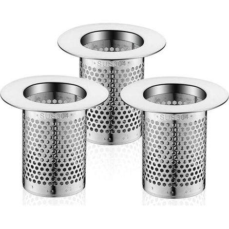Haarfilter, 3-teiliger Edelstahl-waschbeckenfilter, 5,5 × 5 Cm Spülbeckenstöpselfilter Für Balkon
