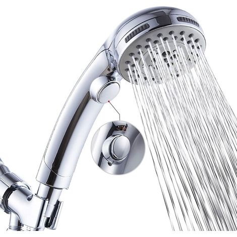 Hochdruck-duschkopf Mit 6 Strahlarten, Ein-/ausschalter Und Spa-jet-funktion – Handbrause Mit Griff – Duschkopf Mit Flexiblem Schlauch – Chrom