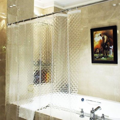 Eva-duschvorhang Mit 3d-effekt, 180 X 180 Cm, Halbtransparent, Wasserdicht, Schimmelresistent, Für Badezimmer Oder Badewanne