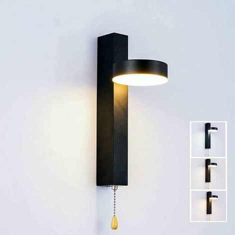 9-w-led-wandleuchte Mit Dreifarbigem Licht Und 360° Drehbarem Zugschalter Für Wohnzimmer, Schlafzimmer Oder Küche – Smd 5730-technologie