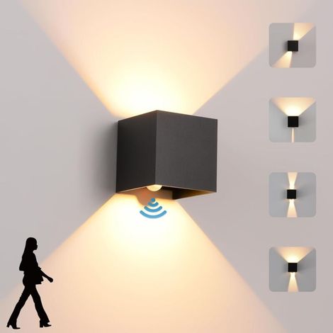 6-w-led-wandleuchte Mit Bewegungsmelder – Ip65 Wasserdicht – 3000k Warmweißes Licht – Verstellbarer Abstrahlwinkel – 700 Lumen