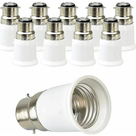 10 Stück, Hochtemperaturbeständiges Weißes Pbt-material, B22-bajonett-auf-e27-schraubadapter