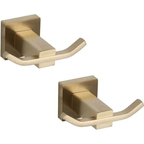 Set Aus 2 Badezimmeraccessoires: Bademantel, Badehaube, Wandhaken, Gebürsteter Edelstahl Sus304, Pvd-zirkoniumgold