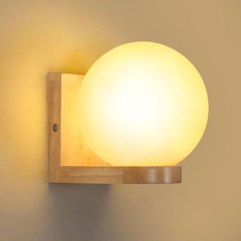 Nordische Wandleuchte Aus Naturholz Und Glas – 17 X 14 X 16 Cm – E27-fassung Für Led-leuchtmittel – Moderne Ambientebeleuchtung