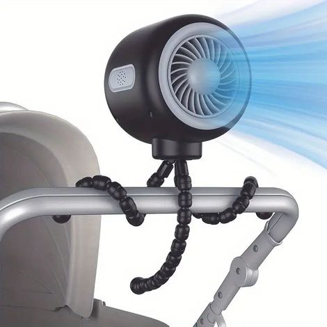 Tragbarer Kinderwagenventilator Mit Flexiblem Stativ, Autositzventilator, Wiederaufladbarer Akku, Für Kinderbett, Fahrrad Und Laufband