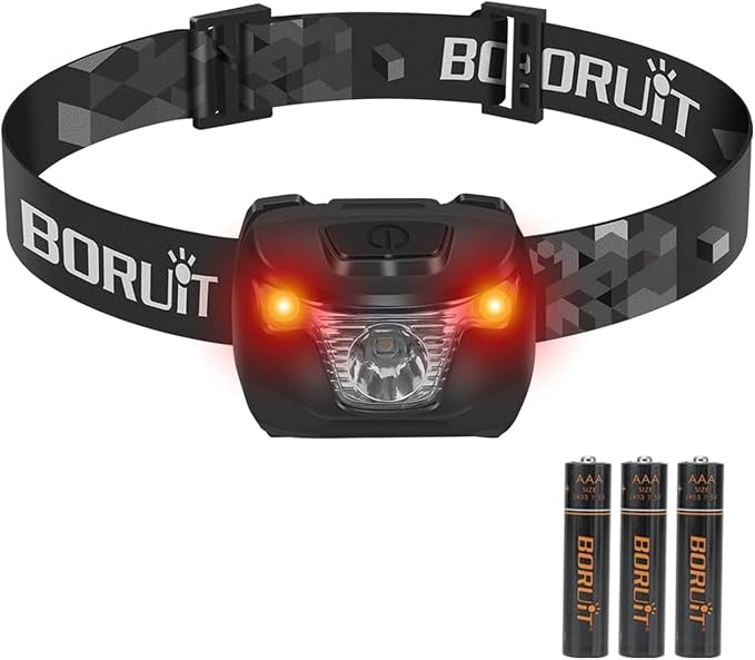 Boruit Br01 Ultra Leistungsstarke Led-stirnlampe, Rotlicht-stirnlampe Mit Aaa-batterie Und 4 Modi, Ip66 Wasserdichte Stirnlampe Zum Laufen, Wandern, Campen Usw.
