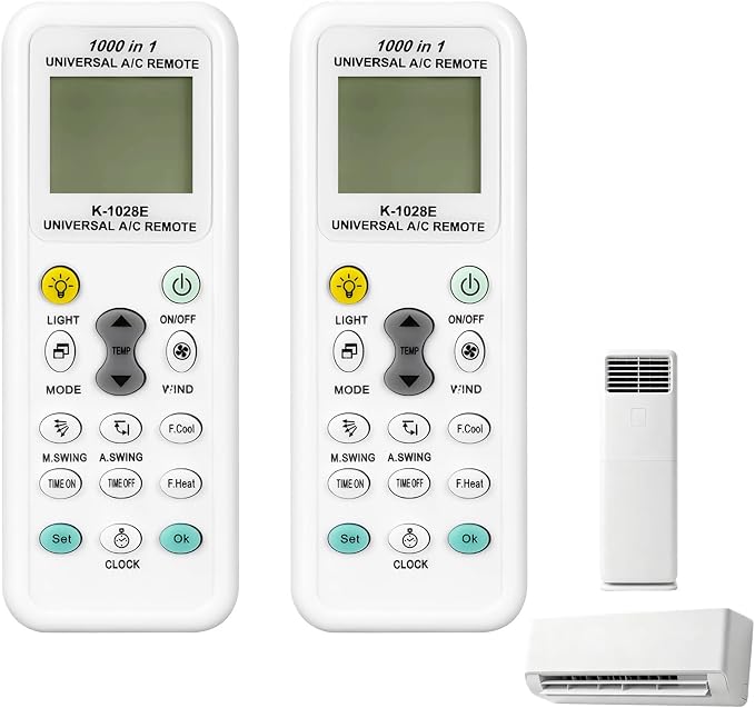 2-teilige Universalfernbedienung Für Klimaanlagen K-1028e Kompatibel Mit Über 1000 Marken, Darunter Lg, Gree, Midea, Toshiba, Haier, Daikin, Hitachi, Sharp, Samsung Ersatzfernbedienungen