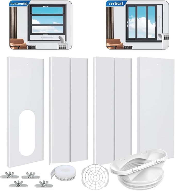 Tragbares Klimaanlagen-fensterlüftungsset, Klimaanlagen-fensterdichtung Für 13/15 Cm (5/5,9 Zoll) Durchmesser Klimaanlagen-abluftschlauch, Verstellbare Länge 43-144 Cm (17-55 Zoll)