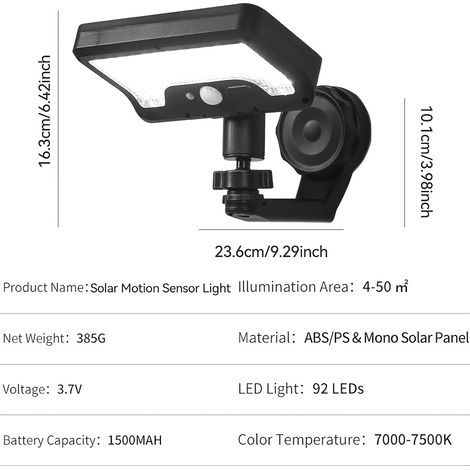 Solar-flutlicht Mit Foto- Und Infrarotsensor – Ip65 Magnetische Wandleuchte Für Garten, Terrasse Und Sicherheitsbeleuchtung