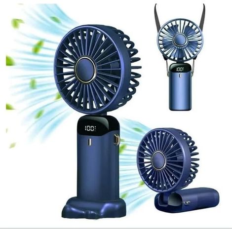 Wiederaufladbarer Tragbarer Ventilator – Mini-ventilator Mit 4000-mah-akku – 5 Einstellbare Geschwindigkeitsstufen – Integriertes Led-display – Aquaforge