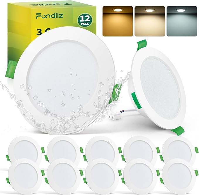 Fondiiz 12er-pack Led-einbaustrahler, 68 Mm, 5 W, 220 V, Deckeneinbaustrahler, Warmweiß (2700 K), Neutralweiß (4000 K), Kaltweiß (6000 K), Verstellbar, Schutzart Ip44, Led-strahler Für Bad, Wohnzimmer