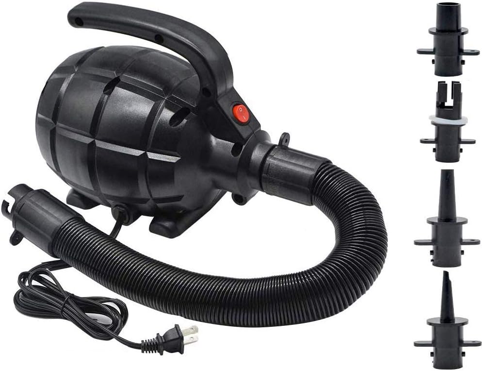 Elektrische Luftpumpe Für Aufblasbare Artikel, Netzbetrieb (110 V), 600 W, 20 L/min, Schwarz, 4 Austauschbare Düsen, Zum Aufblasen Und Ablassen Der Luft, Für Luftmatratzen In Den Größen Queen Und King