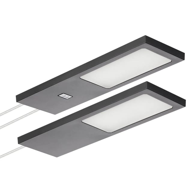 SO-TECH® LED Unterbauleuchte LED Möbelleuchte GIULIA II, stufenlos dimmbar, LED fest integriert, Warmweiß, 2er Set warmweiß mit/ohne Sensor inkl. 33W Trafo, schwarz