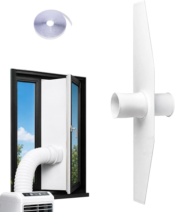 Tragbares Fenster-set Für Klimaanlagen – Isolierte Dichtungsplatte Für Die Klimaanlagen-abluftinstallation Verstellbares Fenster Mit Wasserdichtem Reißverschluss, Belüftungsset