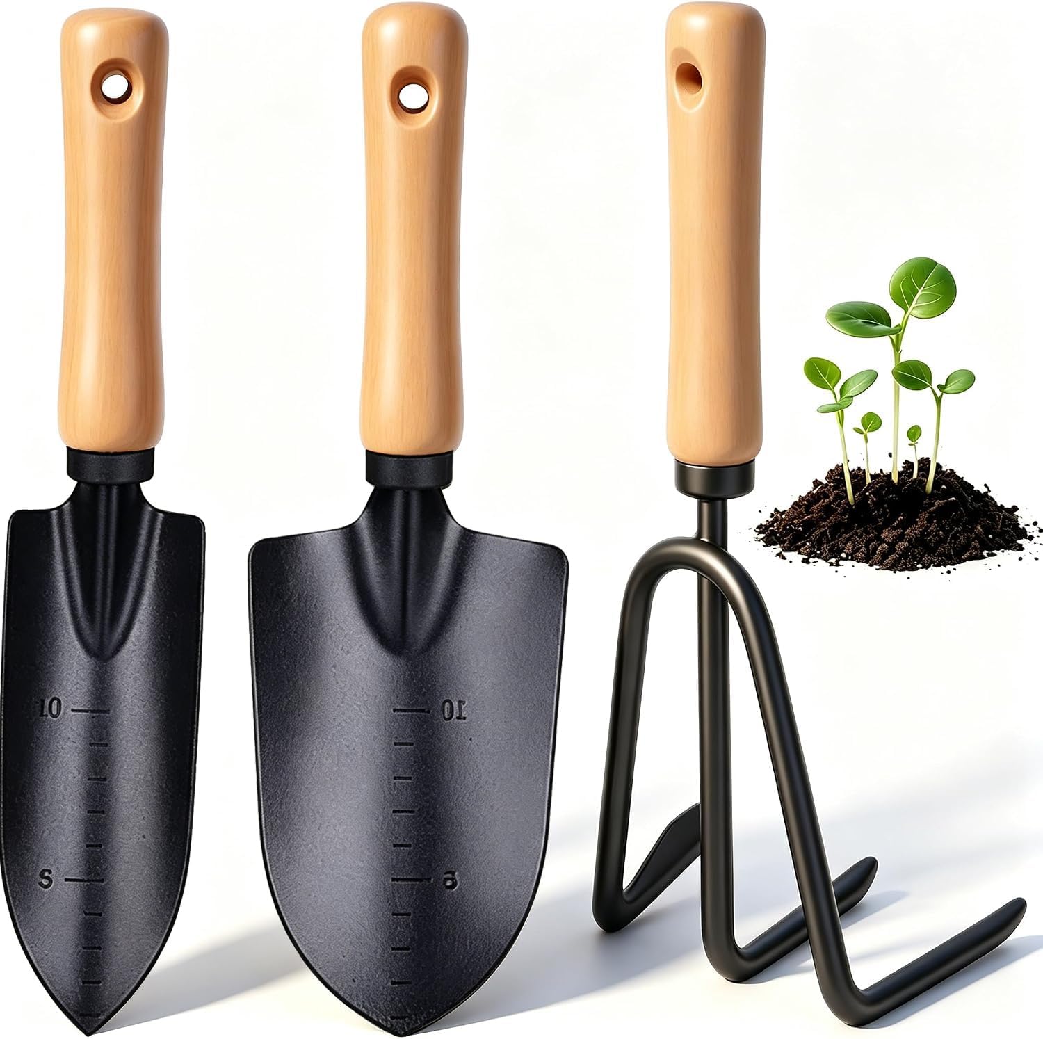【importiert】 3-teiliges Gartenwerkzeug-set Dreiteiliges Gartenwerkzeug-set Aus Edelstahl, Ideales Gartengeschenk Für Frauen Und Männer