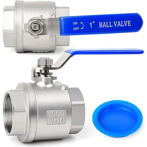 Stück 1" Bsp-kugelhahn Mit Vollem Durchgang, Innengewinde, Aus Edelstahl 304 Mit Blauen Griffen