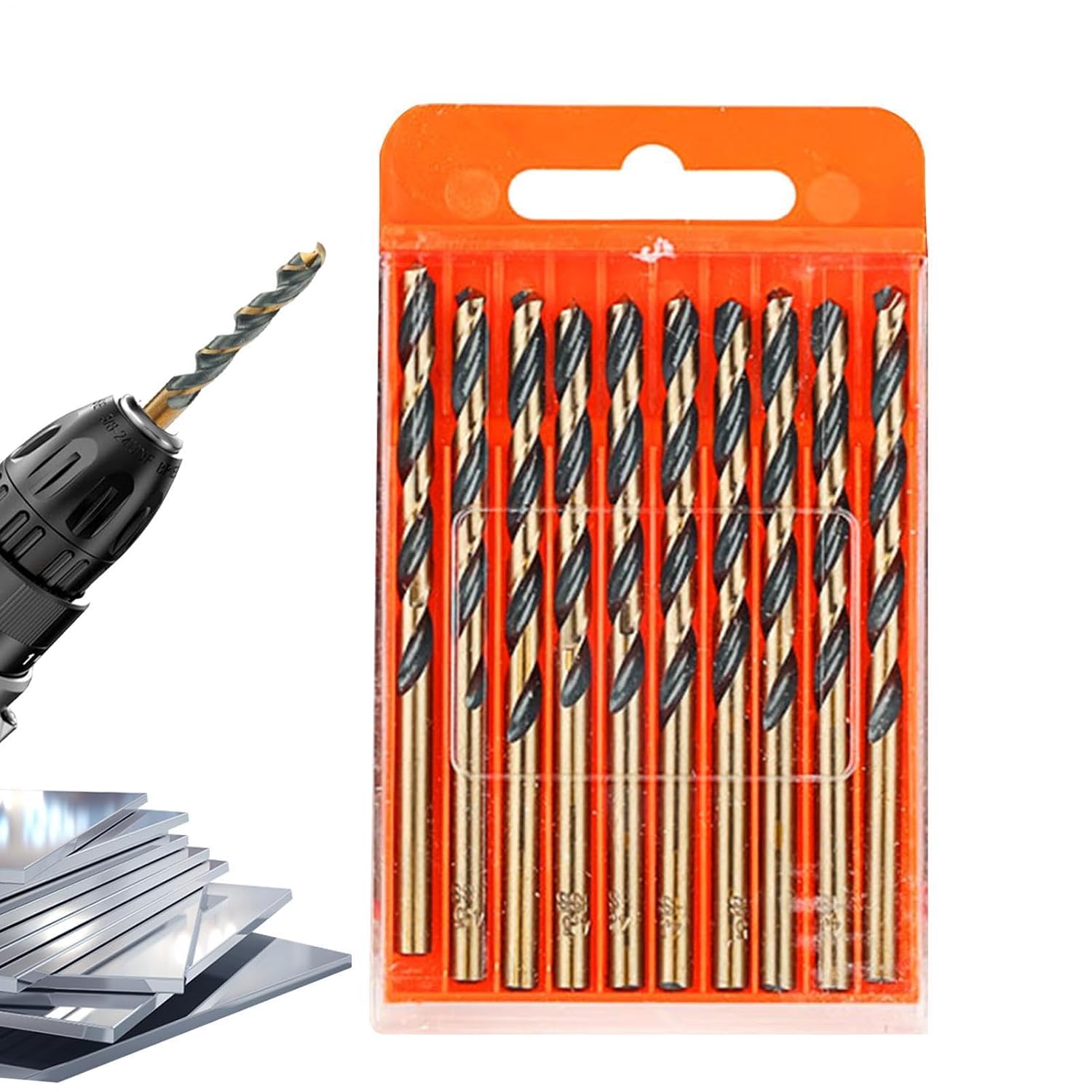 Set Mit 10 Selbstschmierenden Hss-bohrern - Präzisionszubehör Für Aluminium, Kupfer, Gehärtete Metalle, Holz Und Edelstahl.