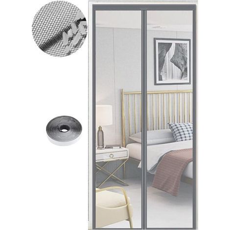 Magnetisches Moskitonetz Für Türen, 90 X 210 Cm, Automatischer Schließmechanismus Mit Starken Magneten, Kein Bohren Erforderlich, Für Flure, Terrassen Und Innen- Oder Außentüren, Reingrau