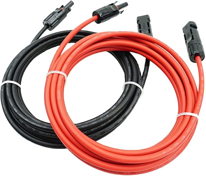 Professionelles Anschlusskabel Mit Solarstecker An Beiden Enden, Rot/schwarz, 6 Mm² Mit Montiertem Solarstecker (4 Mm², 2 M)