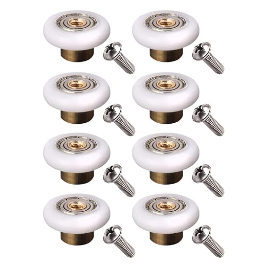 Yuanqian Duschkabinenrollen, 19 Mm Durchmesser, Weiß, 19 Mm X 5 Mm (8 Edelstahlkugeln Mit Schrauben), Kupfer, 8 Stück Mit Schrauben
