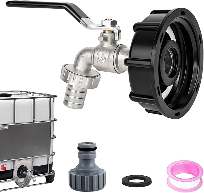 Ibc-ablassventil Für 1000-liter-regenwassertank, Kugelhahn Aus Aluminiumlegierung Mit 1/2"-anschluss, Ibc-adapter Für S60 X 6 Wassertank, Regenwassertank