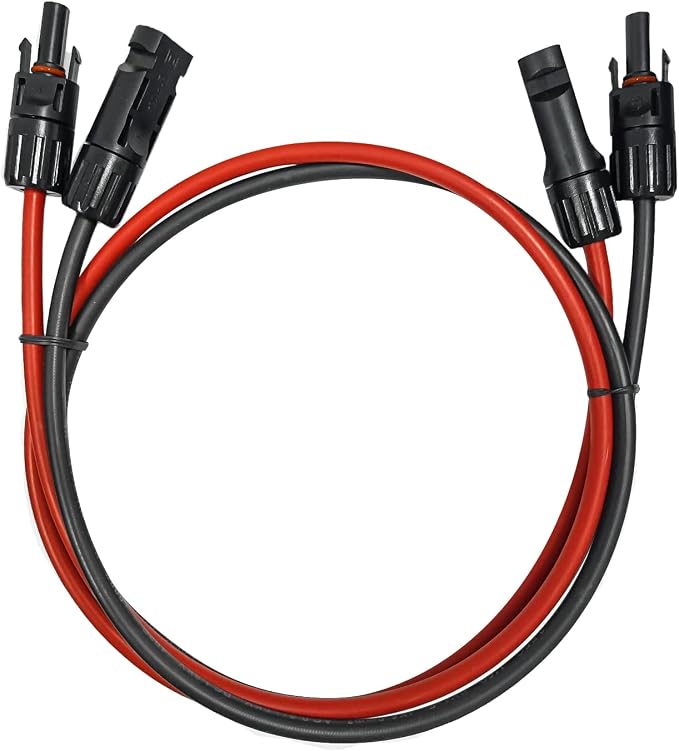 Professionelles Anschlusskabel (6 Mm²/4 Mm²), Rote Und Schwarze Drähte, Solarkabel Mit An Beiden Enden Montiertem Solarstecker (4 Mm²-5 M)