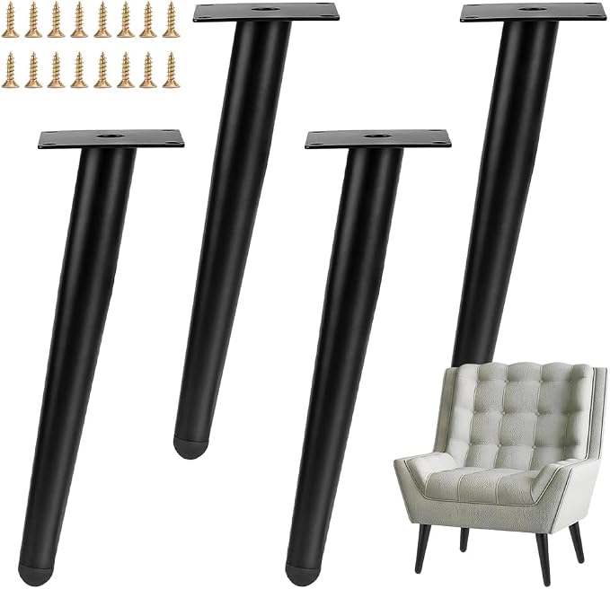 Set Mit 4 Schrägen Tischbeinen, 40 Cm – Möbelbeine Aus Metall – Möbelbeine Mit Rutschfestem Kegel – Für Tische, Sofas, Tv-möbel, Stühle Und Schränke – Stabile Ersatzbeine