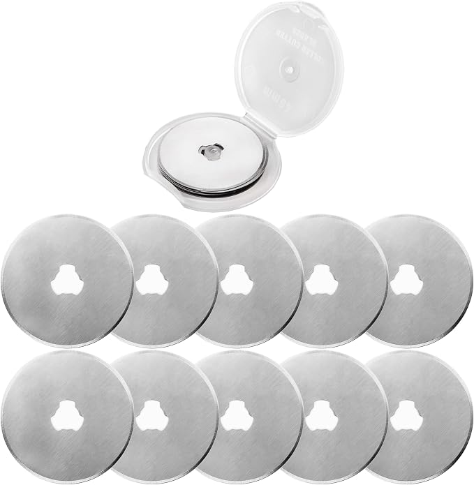 Set Mit 10 Ersatzklingen (45 Mm) Für Rollschneider, Ultrascharfe Sks-7-stahlklingen, Zum Quilten, Für Papier, Stoff, Scrapbooking, Nähen Und Stoffschneiden.