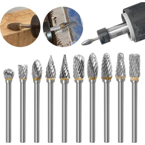 10 Metallfräser Für Fräsmaschinen, Blaue Hartmetall-fräser, Rotationsfräser, Gerade Schleiffräser Für Rotationswerkzeuge, Schleifen, Gravieren, Polieren
