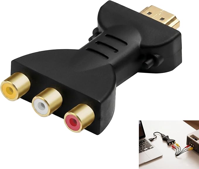 Hdmi-stecker Auf 3 Cinch-buchsen-adapter, Hdmi-zu-av-konverter (rot, Weiß, Gelb, Composite-audio/video), Full Hd 1080p/720p, Anschlüsse: Rot, Weiß, Gelb, Kompatibel Mit Fernseher, Dvd-player, Projekto