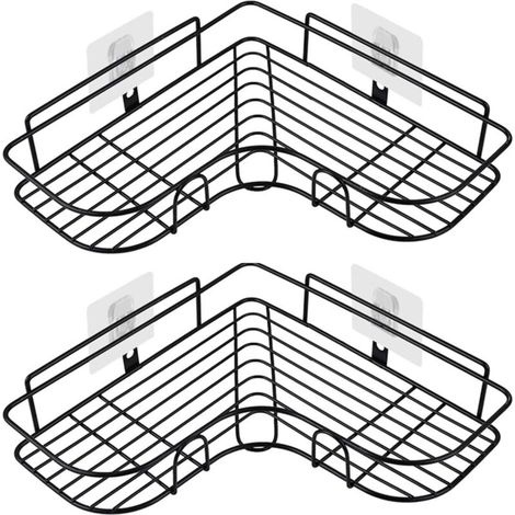 Badezimmerregal, Aufbewahrungskorb, Eckregal Mit Edelstahlaufkleber, Küchenaccessoires, Badezimmerregal, V-förmiges Badezimmerregal, 2er-set