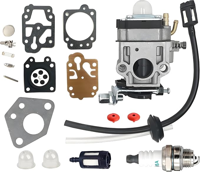 Mp15 Freischneider-vergaser-reparatursatz (52 Cm³, 43 Cm³, 49 Cm³) Inklusive Dichtung, Schlauch, Zündkerze Und Kraftstofffilter