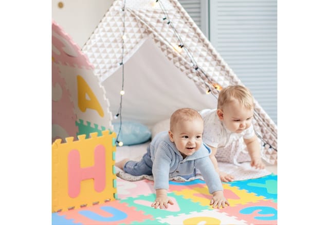relaxdays Spielmatte Bunte Puzzlematte ABC und Zahlen (36-St)