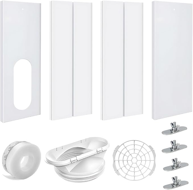 Tragbares Klimaanlagen-fensterset, Naveso Fensterdichtungsset Für Klimaanlagen, Fensterklimaanlagen-set, Fensterklimaanlagen-set Für 13/15 Cm Abluftschlauch, Vertikale Und Horizontale Fenster Von 43–1
