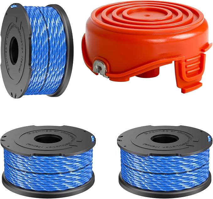 Trimmerspule Für Black & Decker A6441 Mit A6442-xj-kappen, Kompatibel Mit Gl315, Gl337, Gl350, Gl650, Gl651, Gl652, Gl653, Gl655, Gl656, Gl660, Gl670, Gl680, Gl5530. 3 Spulen + 1