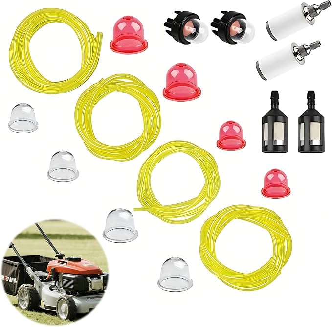 18-teiliges Kraftstoffschlauch-set, Benzinschläuche, Kraftstofffilter, Primerpumpen, Kompatibel Mit Rasenmähern, Laubbläsern, Kettensägen Und Anderen Kleinen Motoren