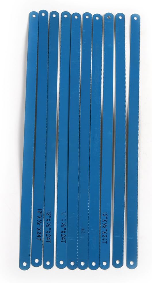 Packung Mit 10 Blauen 24-tpi-metallsägeblättern Aus Kohlenstoffstahl Zum Schneiden Von Edelstahlrohren Und Dünnem Blech