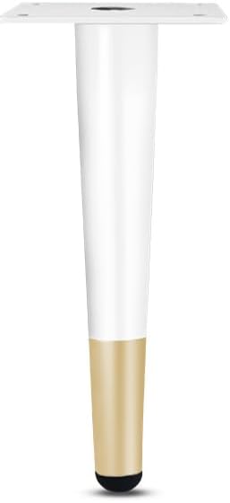 Set Mit 4 15 Cm/6 Zoll Metall-möbelbeinen Gold Weiß, Vertikal Konische Tischbeine Sofabeine Metall-schrankbeine Mit Schrauben Für Kleiderschrank Stuhl Couchtisch (weiß & Gold, 15 Cm)