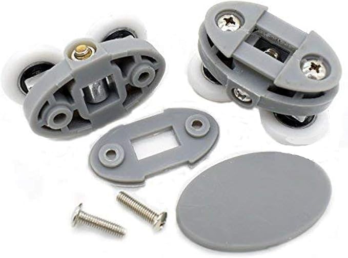 Satz Mit 4 Doppel-duschtürrollen, 30 Mm Achsabstand, Silber (23 Mm)