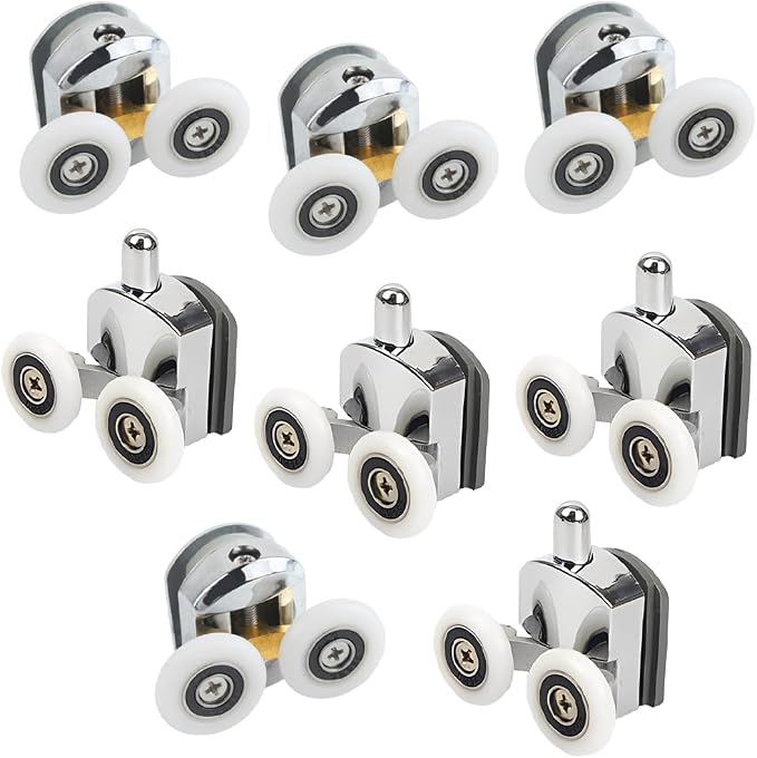 Weddhuis 8-teiliges Set 25-mm-duschtürrollen, Schiebetürrollen Für Duschen, Doppelrollen, Langlebig Und Leise, Duschrollen, Duschtür, Schiebetürrollen Für Duschen
