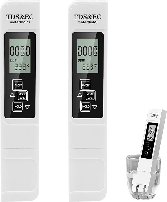 2 Stück Tds-wasserqualitätstester, 3-in-1-tds-, Ec- Und Temperaturtester Mit Großem Lcd-display, Aquarium- Und Schwimmbadwassertester, 0–9999 Ppm Trinkwasserqualitätsmonitor