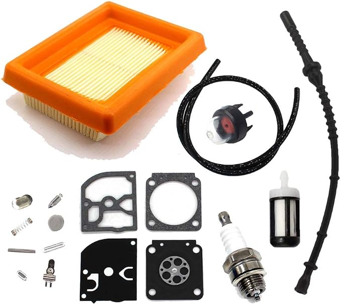 Huri Luftfilterreiniger Mit Membranreparaturset Und Kraftstoffschlauch Für Stihl Fs120, Fs200, Fs250, Fs300, Fs350, Fs400, Fs450, Fs480, Fr350, Fr450, Fr480 Freischneider (schlauchnummer 4128 358)