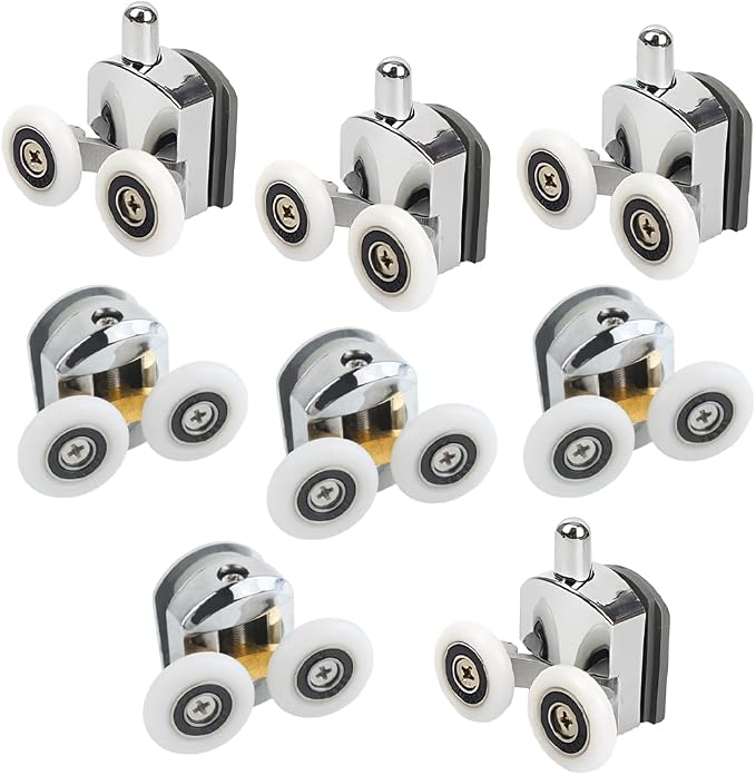 Weddhuis 8-teiliges Set 23-mm-duschtürrollen, Schiebetürrollen Für Duschtüren, Schiebetüren, Für Glasschiebetüren, 4 Oben Und 4 Unten