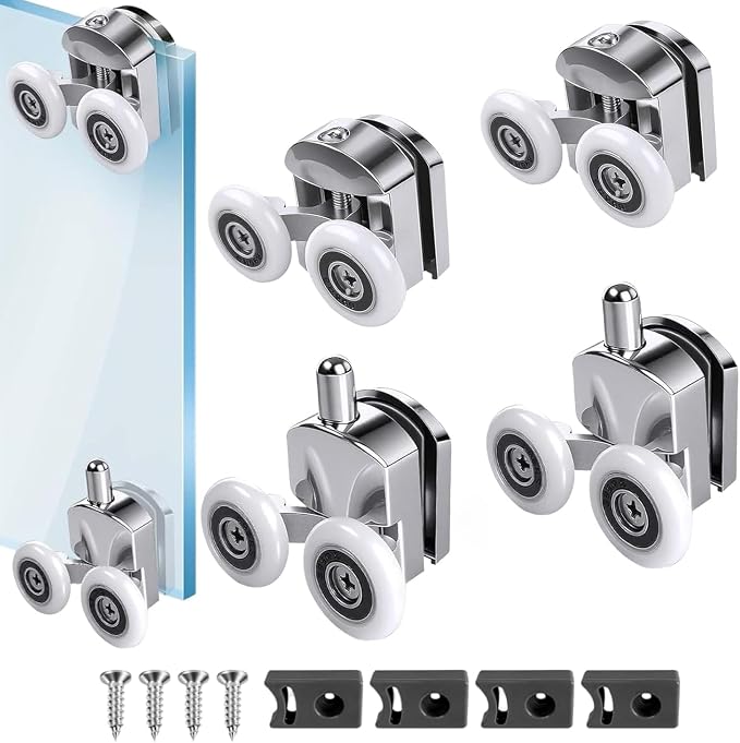 Satz Mit 4 Gebogenen Aluminium-duschtürrollen, 23 Mm, Für Gebogene Schiebetüren (23 Mm)