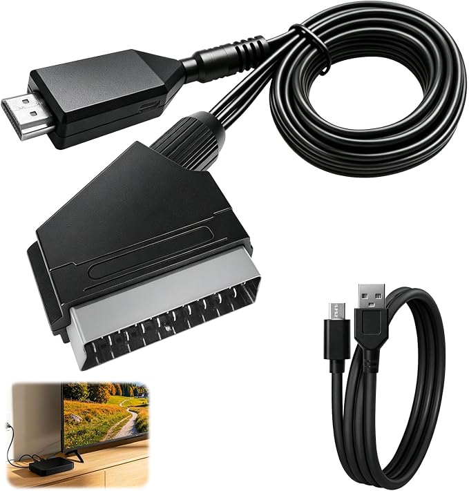 Hdmi-zu-scart-konverter, Scart-audio-video-adapter, Hd 1080p Mit Usb-kabel, Hdmi-zu-scart-adapter Unterstützt Ntsc/pal Für Sky Hd, Blu-ray, Ps3, Fernseher, Dvd Und Videorecorder