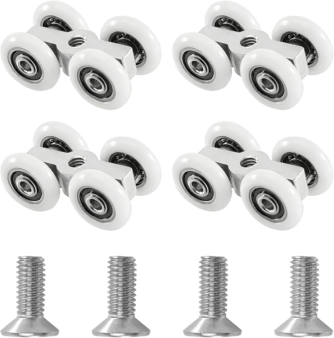 Set Mit 4 Schiebetürrollen, Geräuscharme Rollen Mit 4 Rädern, Duschrollensystem, Für Duschkabine Und Badezimmer