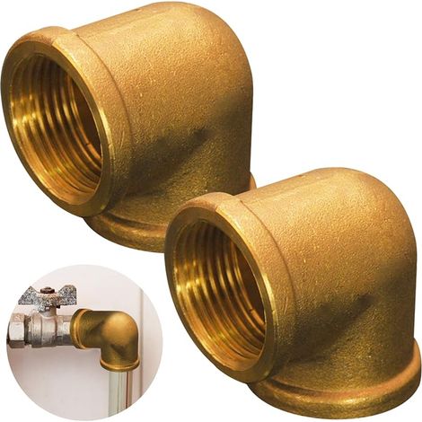 Set Aus 2 Messing-90°-winkelstücken, 1" Ig/ig, G1 Messing, 90°-gewindefitting Aus Messing, 1" Ig X 1" Ig X 1", Dn25 Winkeladapter Für Bewässerungsanlagen