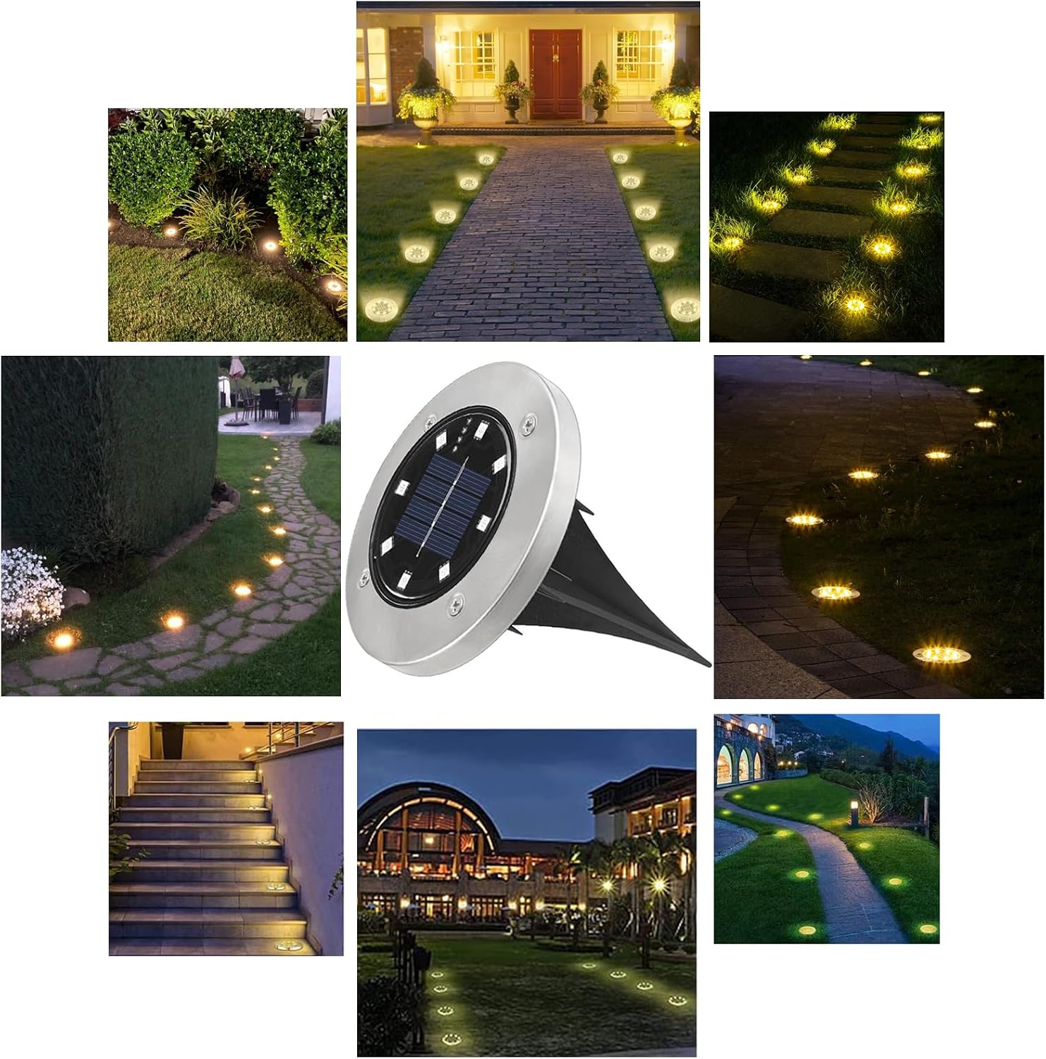Solar-gartenleuchten-set (10 Stück), Warmweiß, Für Rasen, Terrasse, Garten Und Pool