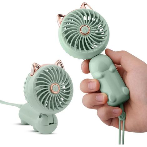 Tragbarer Handventilator Mit Wiederaufladbarem Akku Und 3 Geschwindigkeitsstufen, Niedlicher Kleiner Elektrischer Ventilator Für Mädchen, Frauen Und Jungen, Ideal Für Reisen Und Outdoor-aktivitäten.