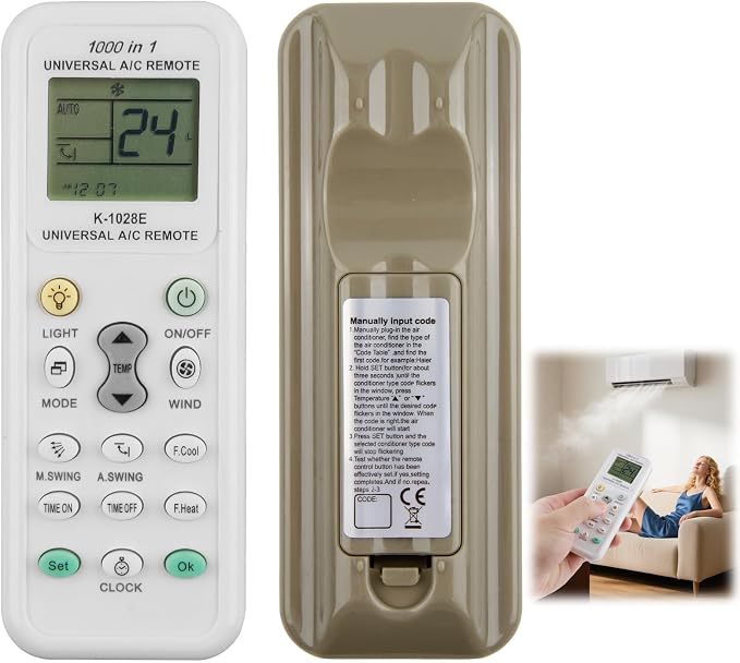 Universelle Klimaanlagen-fernbedienung, Kompatibel Mit Lg, Daikin, Midea, Samsung, Toshiba, Gree, Panasonic, Haier, Sharp Und Über 1000 Weiteren Marken Ersatzfernbedienung Mit Lcd-bildschirm